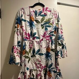 Blue Island Pink and Green Ruffled Wrap Coverup